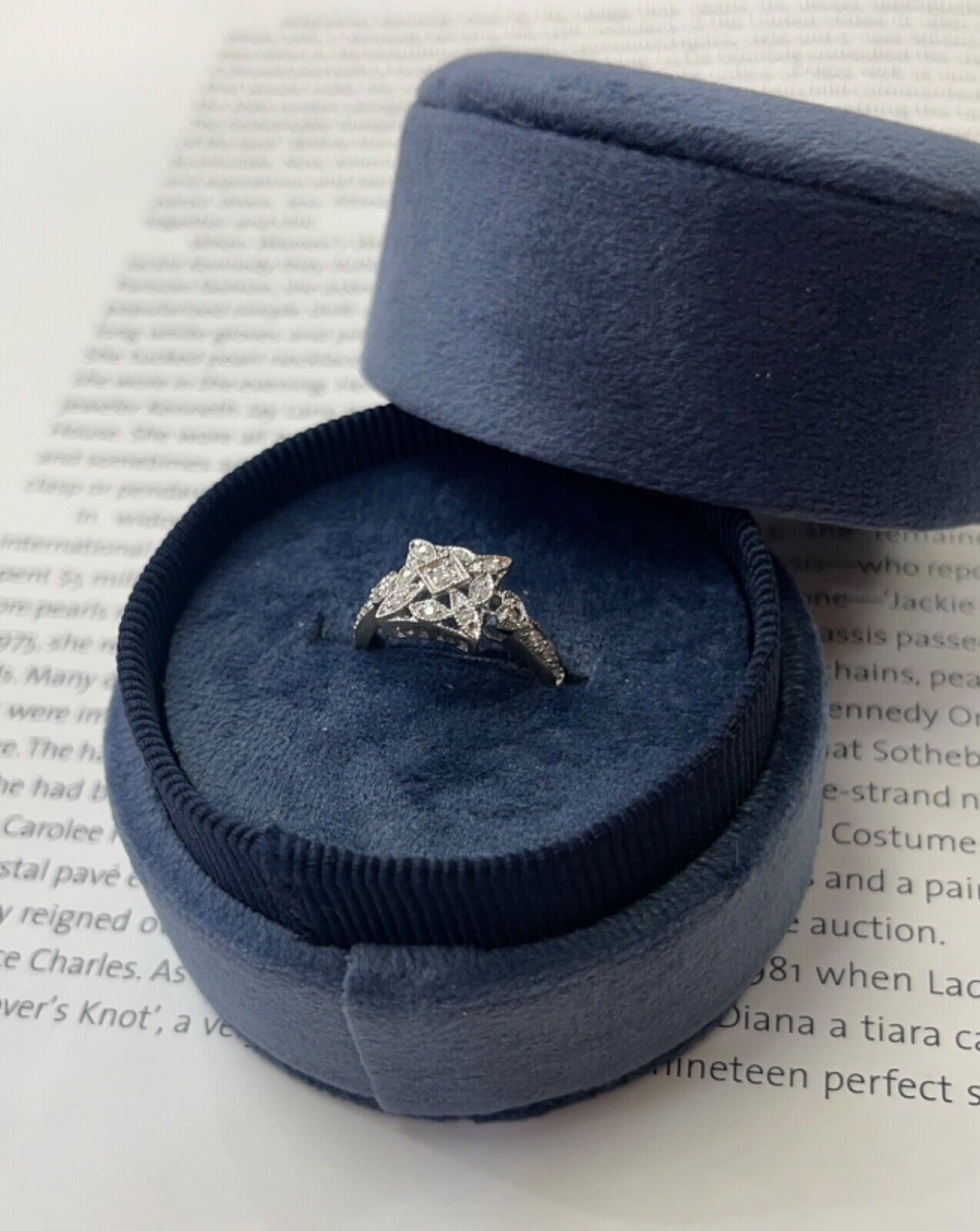 Vintage 14K White Gold Diamond Ring, Engagement Ring