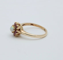 Load image into Gallery viewer, Vintage 10K Yellow Gold Opal &amp; Ruby Flower Ring
