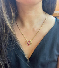 Load image into Gallery viewer, Vintage Reversible 14K Yellow Gold Diamond &amp; Ruby Heart Pendant
