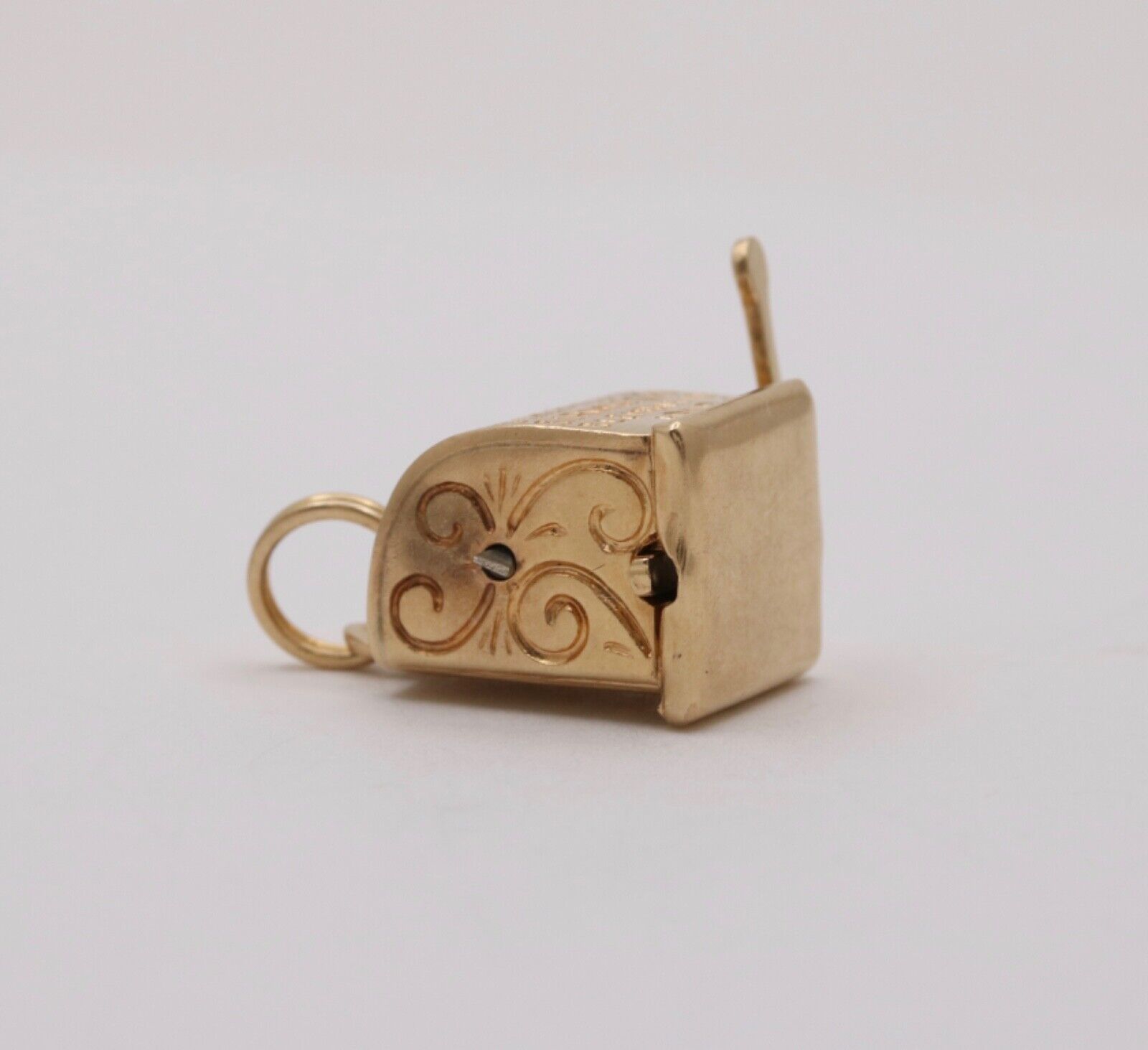 Vintage Slot Machine Moveable 14K Yellow Gold Pendant Charm