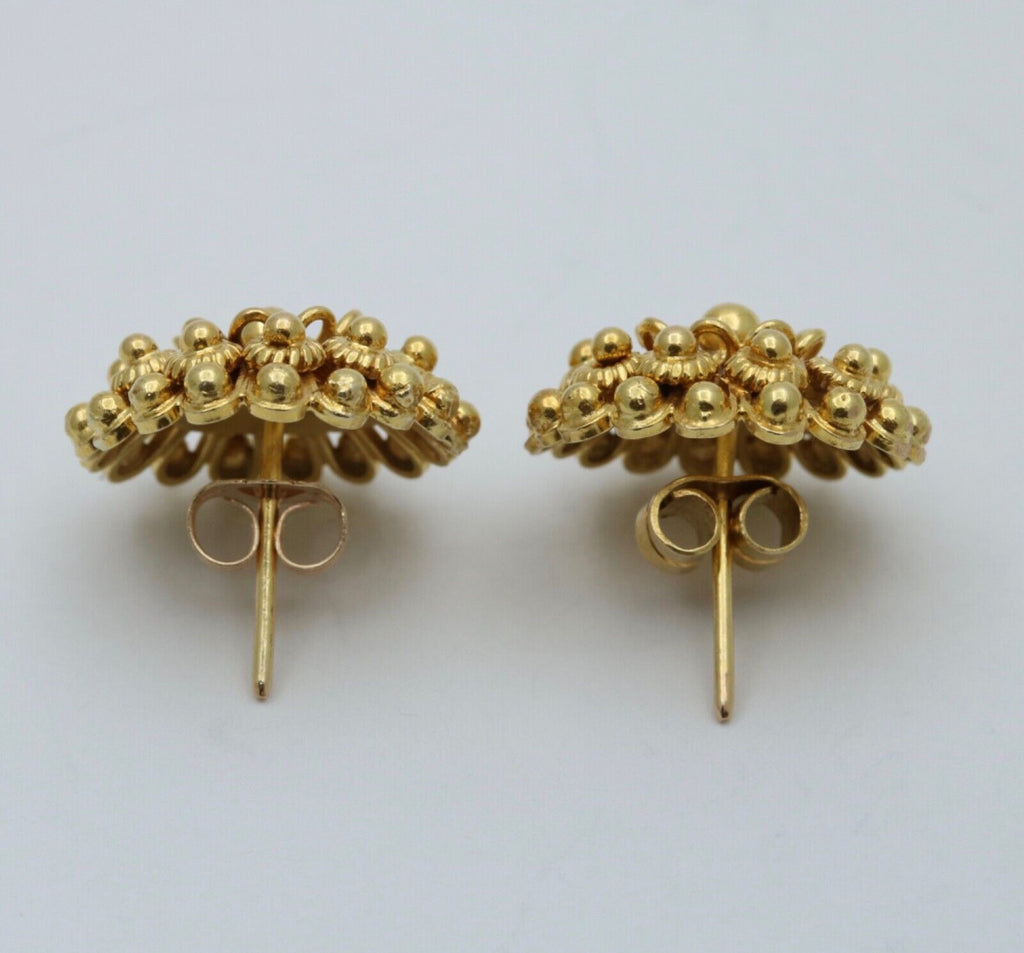Etruscan Style 22K Gold Flower Studs Earring