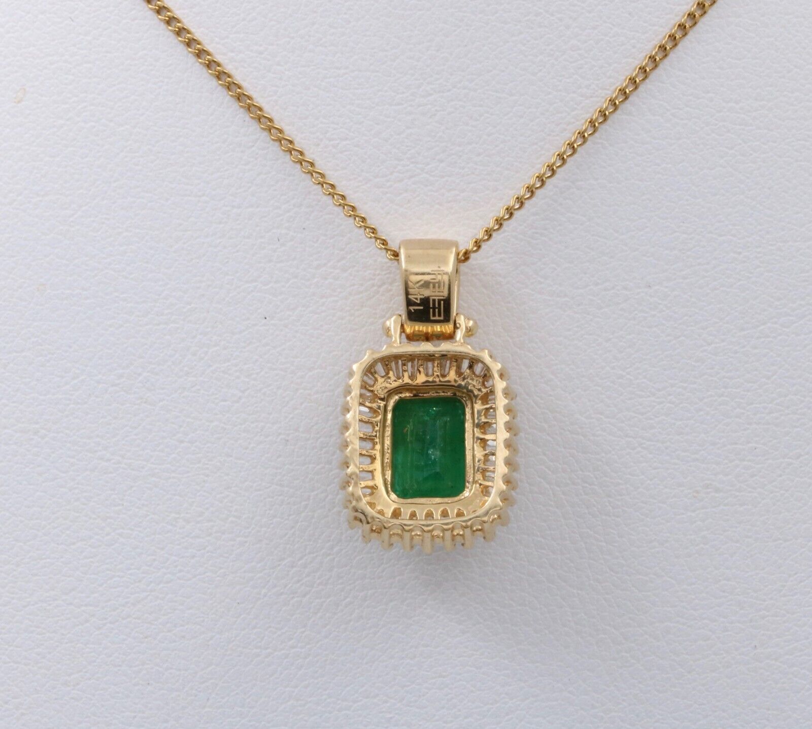 Vintage Emerald & Diamond 14K Yellow Gold Pendant