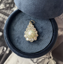 Load image into Gallery viewer, Vintage 18K Yellow Gold &amp; Platinum Diamond Pearl Pendant Charm
