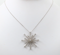 Vintage 14K White Gold Diamond Snowflake Pendant Necklace.