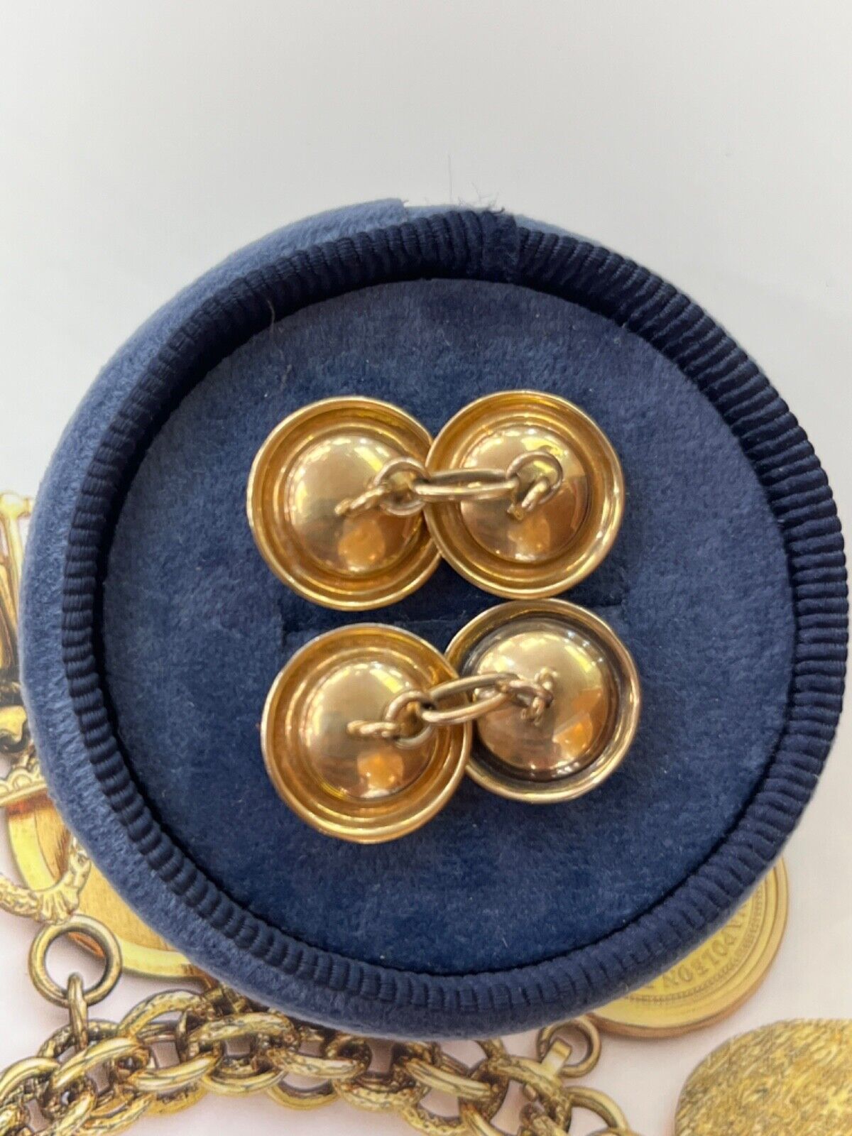 Vintage 18K White & Yellow Gold Moonstone Cufflinks