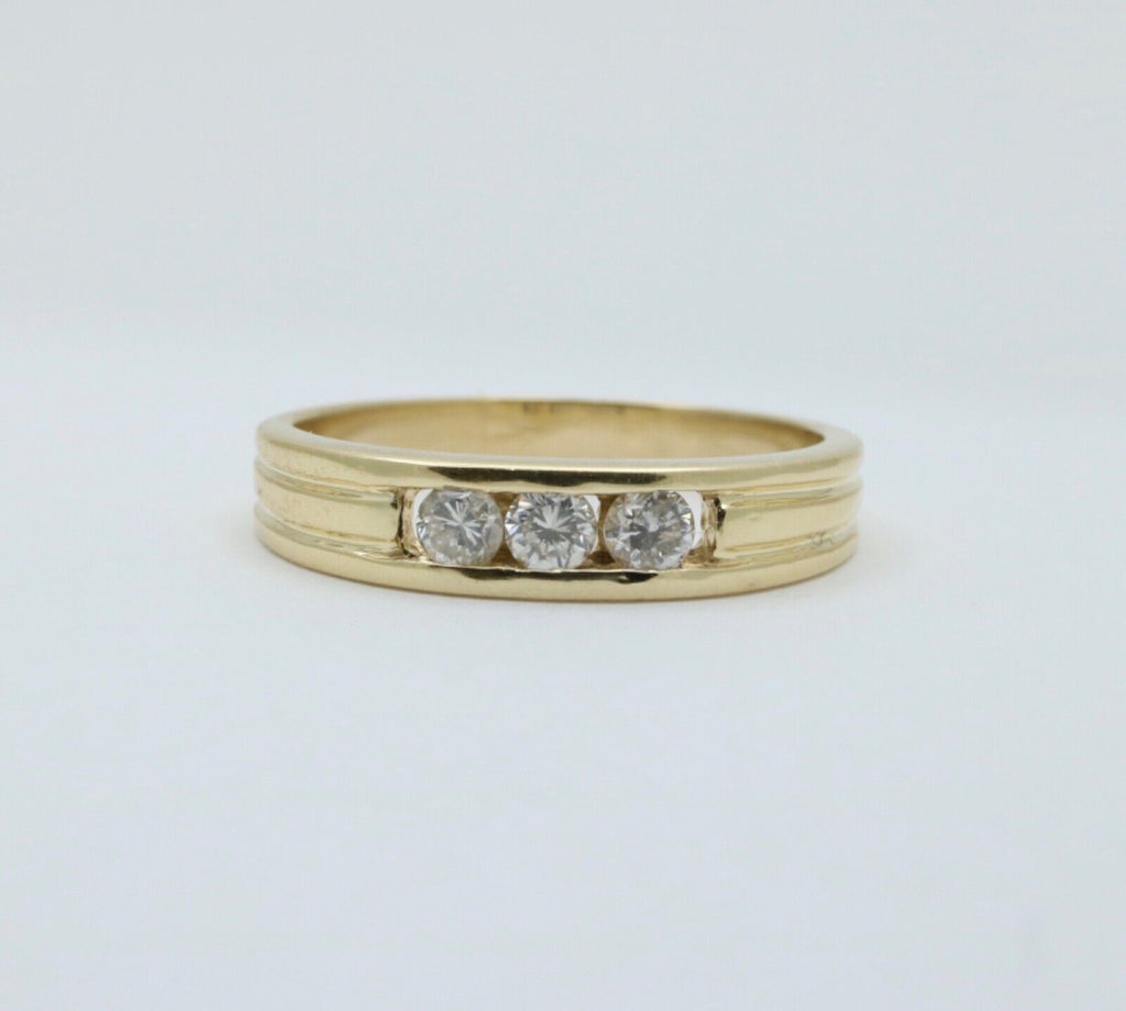 Vintage Diamonds 14K Yellow Gold Unisex Band