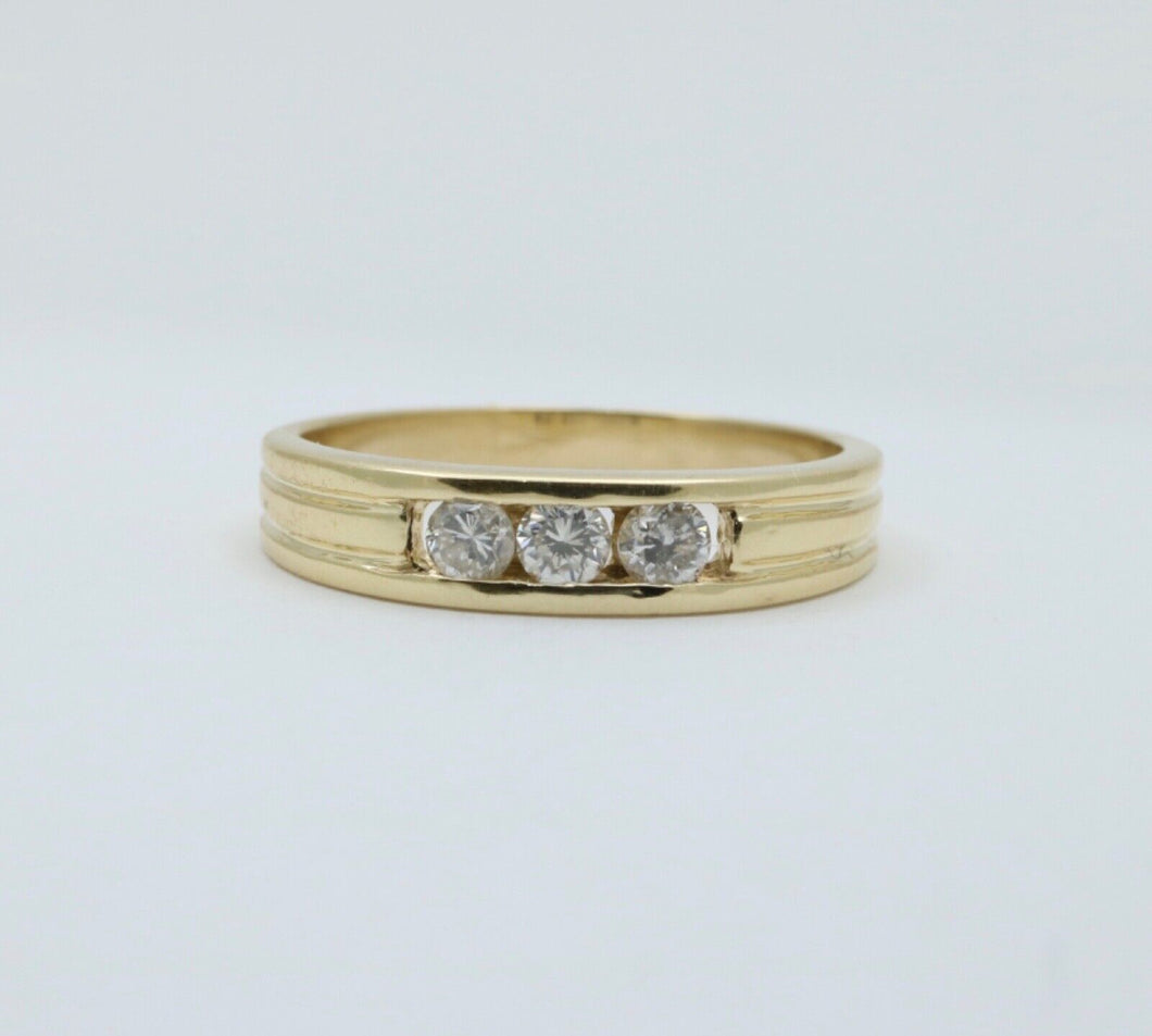 Vintage Diamonds 14K Yellow Gold Unisex Band