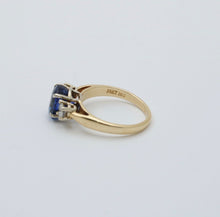 Load image into Gallery viewer, Vintage 14k Yellow Gold Sapphire &amp; Diamond Ring, Engagement Ring.
