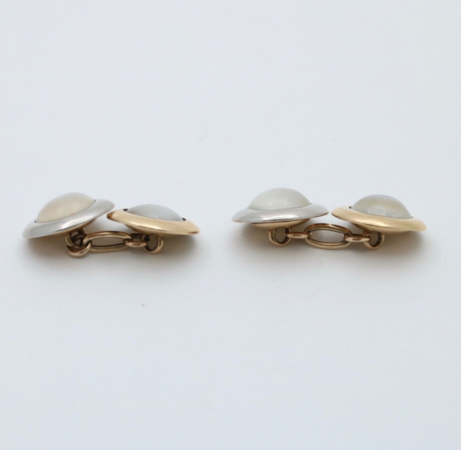 Vintage 18K White & Yellow Gold Moonstone Cufflinks