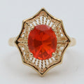 Vintage Mexican Fire Opal Filagree 14K Yellow Gold Ring
