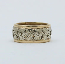 Load image into Gallery viewer, Vintage White &amp; Yellow Gold Filigree Wide Band
