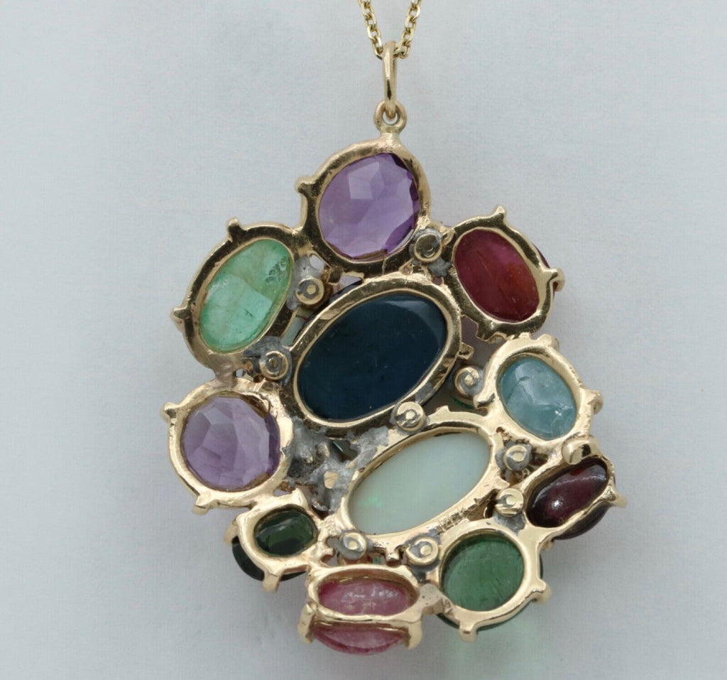 Vintage Multi-stone 14K Yellow Gold Pendant