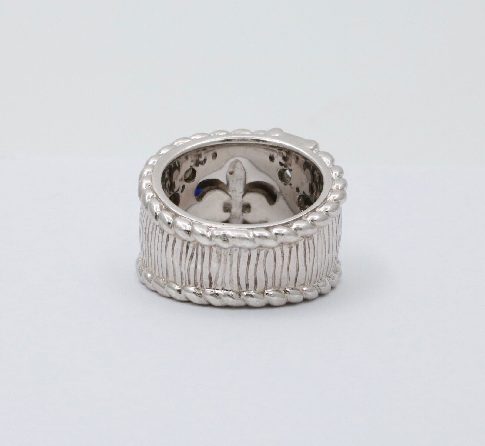 Judith Ripka 925 Sterling Silver Synthetic Stones Wide Band Ring