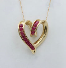 Load image into Gallery viewer, Vintage Reversible 14K Yellow Gold Diamond &amp; Ruby Heart Pendant
