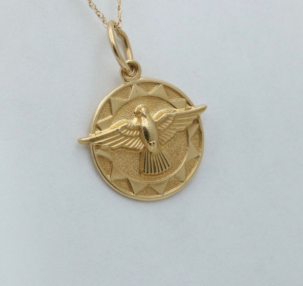 Vintage 14K Gold Holy Spirit Medallion Pendant