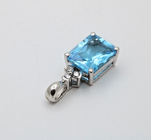 Load image into Gallery viewer, Vintage London Blue Topaz Diamonds 14K White Gold Pendant
