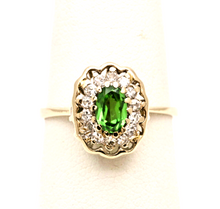 Load image into Gallery viewer, Vintage Italian Peridot Diamonds 18K Yellow Gold Ring
