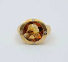 Load image into Gallery viewer, Vintage Unisex Citrine Diamonds 18K Yellow Gold Ring
