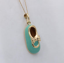 Load image into Gallery viewer, Vintage 14K Yellow Gold Enamel Baby Shoe Charm Pendant
