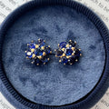 Vintage 18K Yellow Gold Sapphire Flower Studs