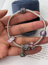 Load image into Gallery viewer, Pandora Sterling Silver Pink &amp; Purple Charm Bracelet
