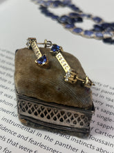 Load image into Gallery viewer, Vintage 14K Yellow Gold Tanzanite &amp; Diamond Dangling Earrings
