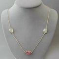 Vintage 14K Yellow Gold Garnet Station Necklace