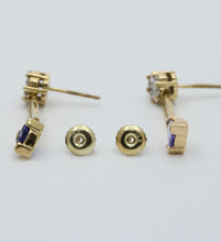 Load image into Gallery viewer, Vintage 14K Yellow Gold Tanzanite &amp; Diamond Dangling Earrings
