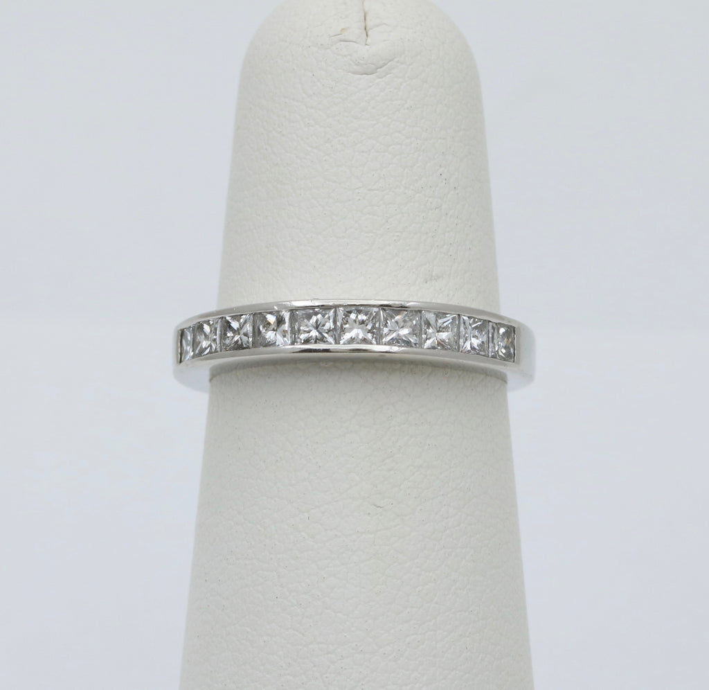 Vintage Diamond and Platinum 1/2 Eternity Band Ring