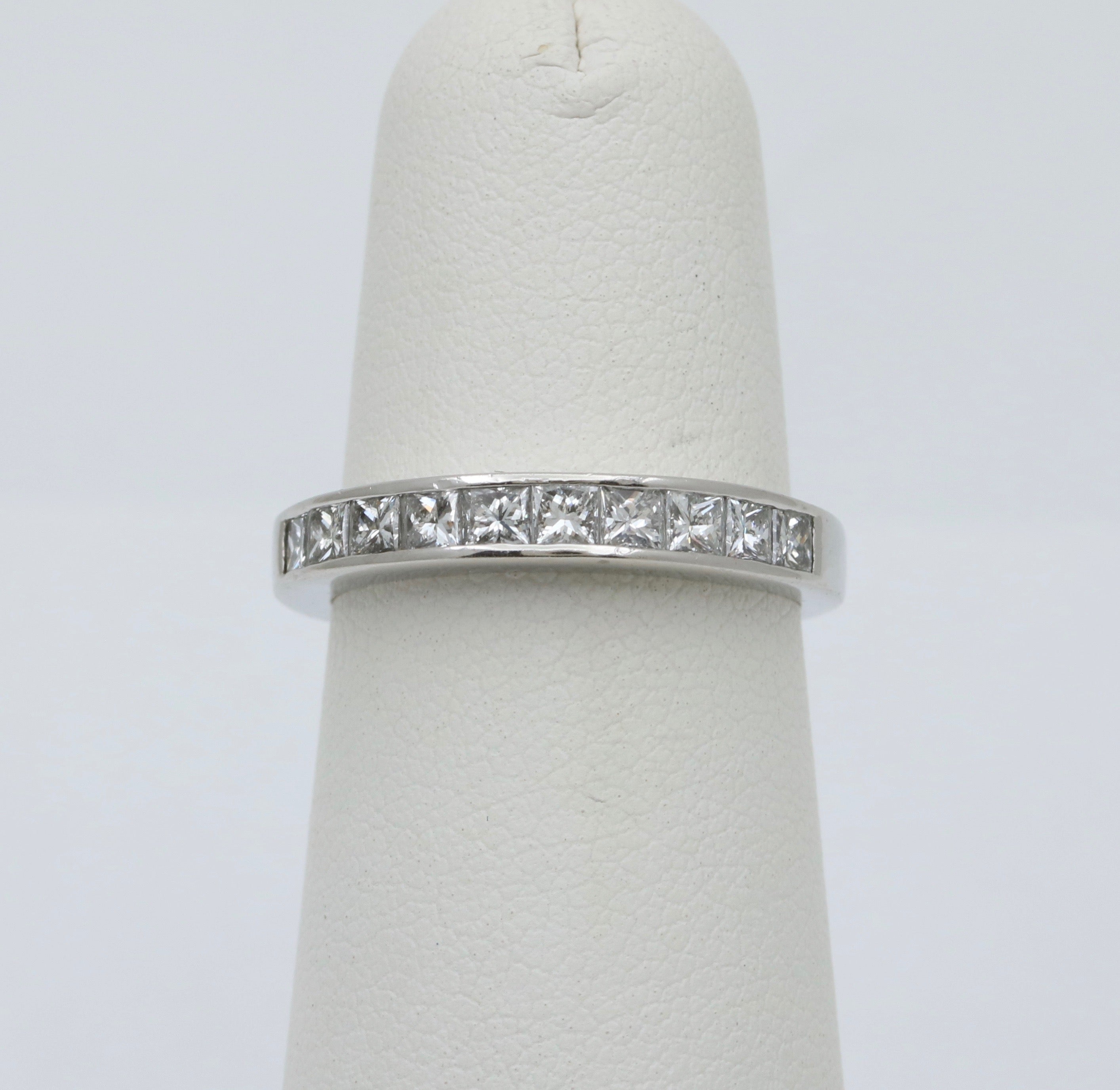 Vintage Diamond and Platinum 1/2 Eternity Band Ring
