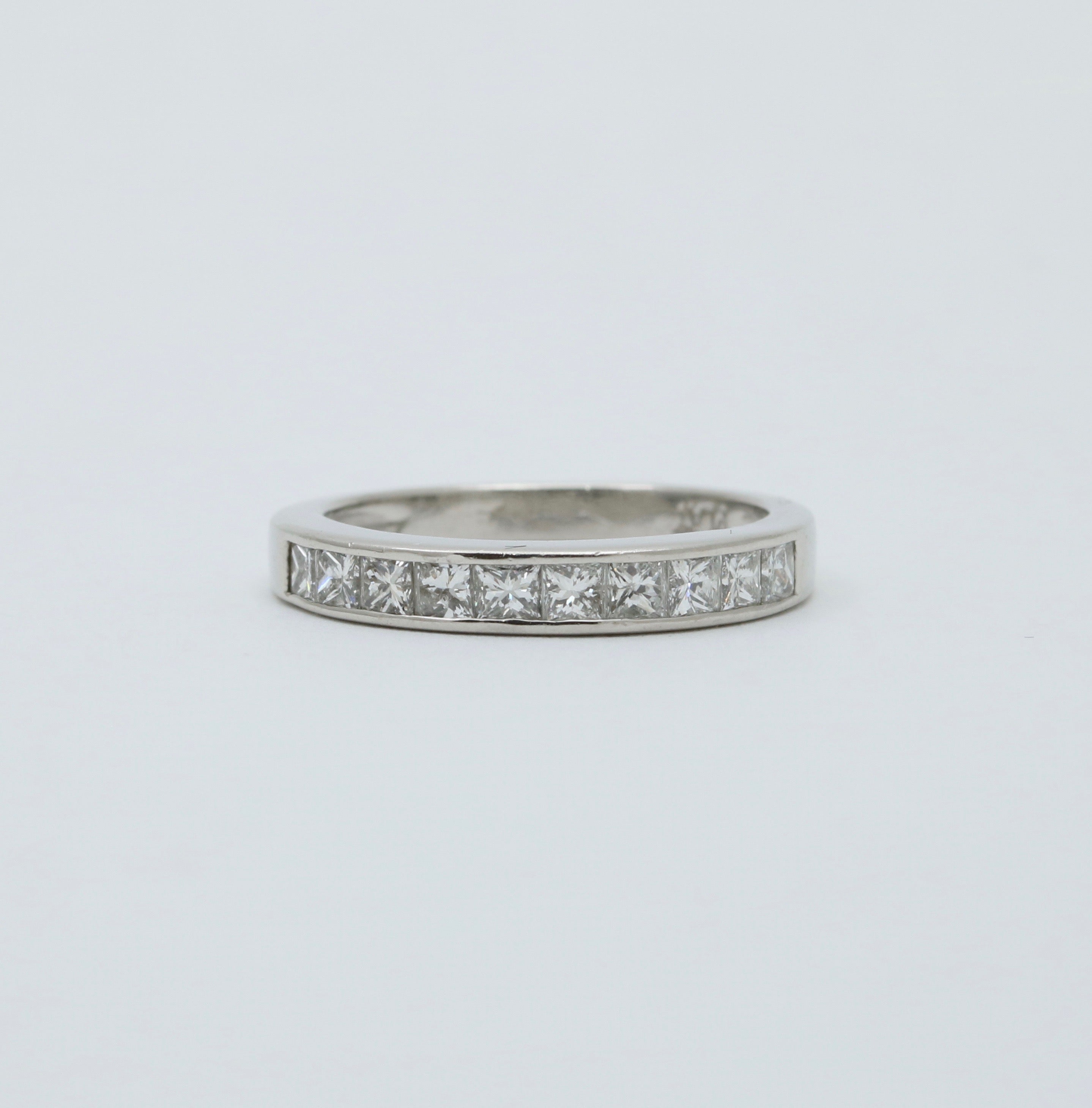 Vintage Diamond and Platinum 1/2 Eternity Band Ring