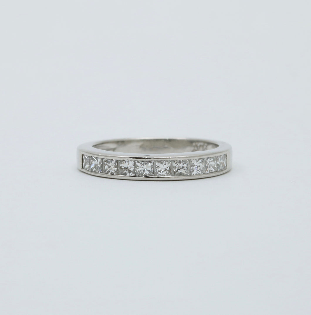 Vintage Diamond and Platinum 1/2 Eternity Band Ring