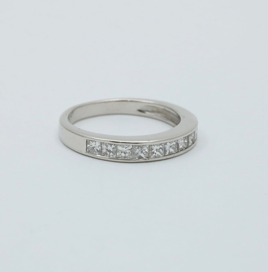 Vintage Diamond and Platinum 1/2 Eternity Band Ring
