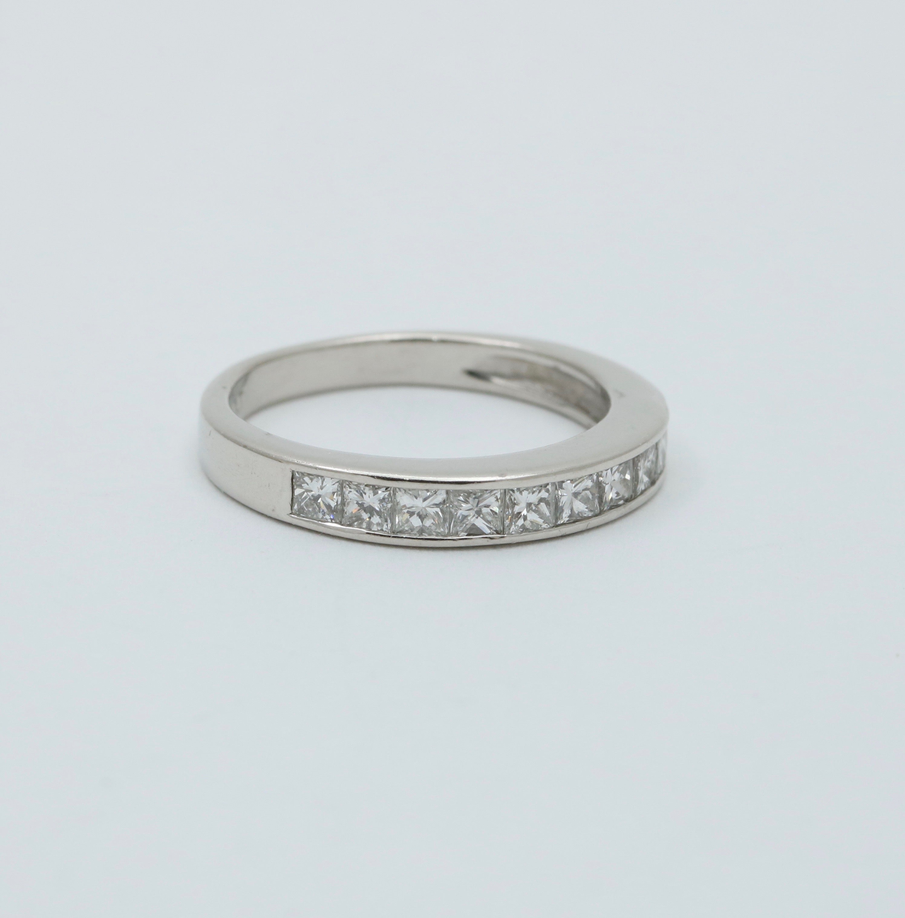 Vintage Diamond and Platinum 1/2 Eternity Band Ring