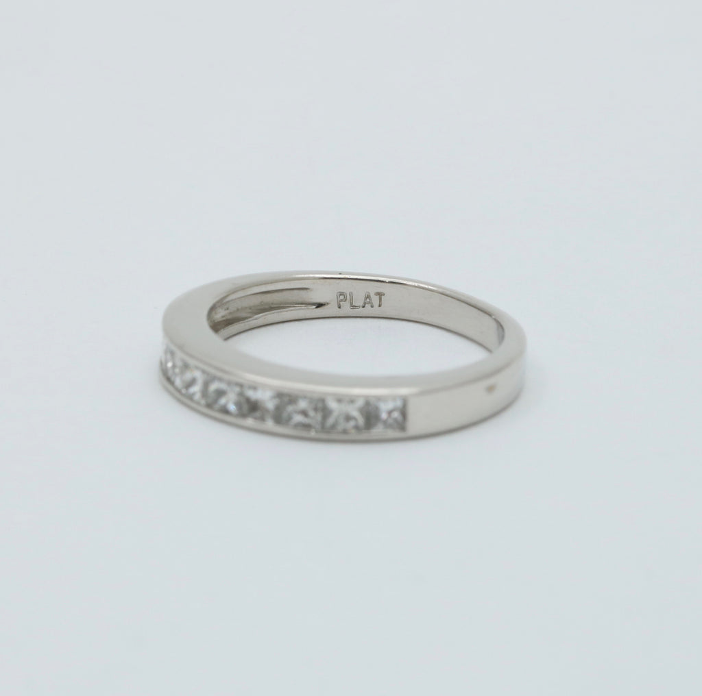 Vintage Diamond and Platinum 1/2 Eternity Band Ring