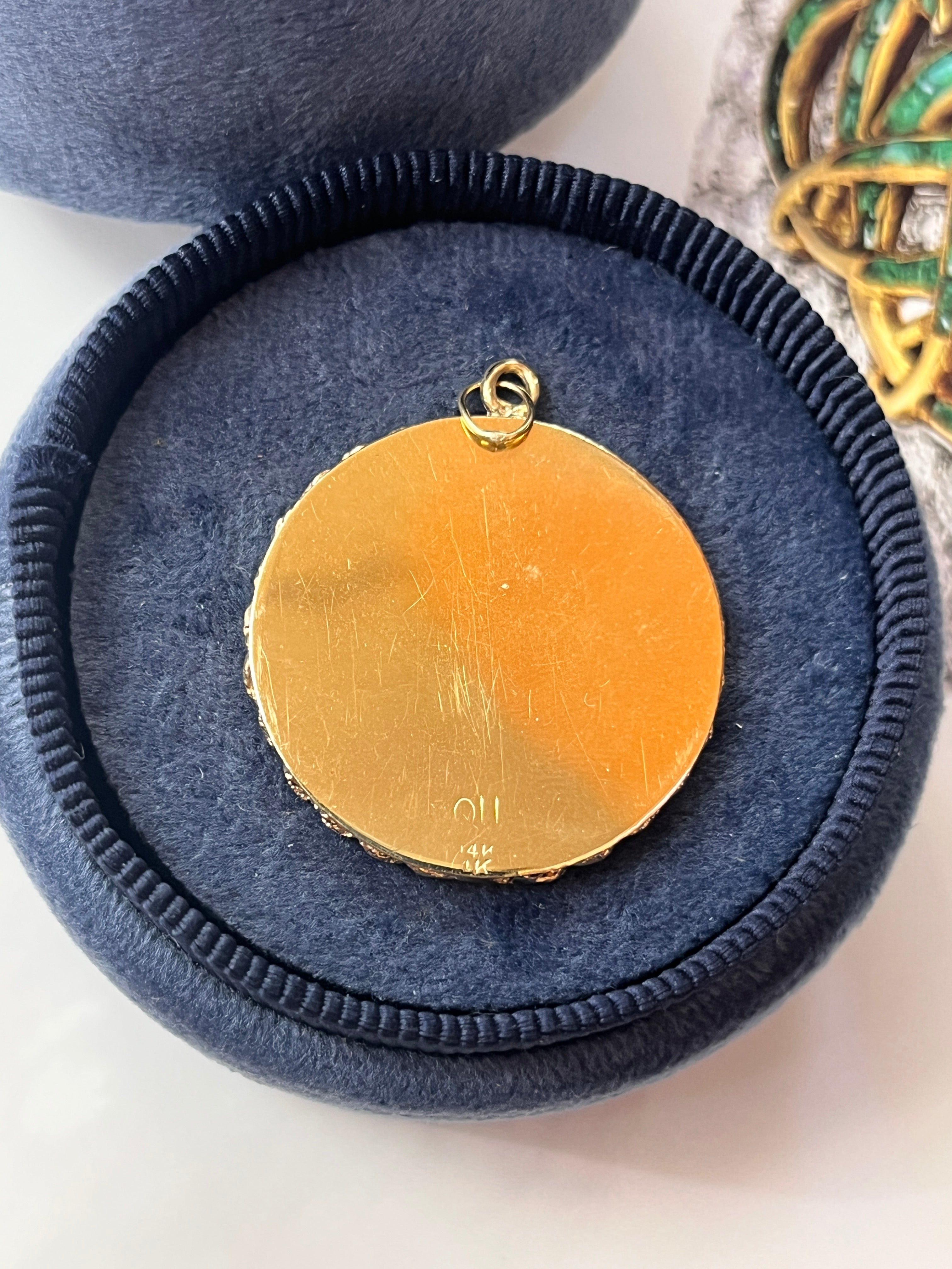 Vintage Merry Christmas 14K Yellow Gold Christmas Tree Charm Pendant