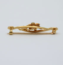 Load image into Gallery viewer, Art Nouveau 14K Yellow Gold Floral Pearl Brooch
