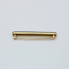 Load image into Gallery viewer, Art Deco 14K Yellow Gold Black Enamel Seed Pearl Bar Pin
