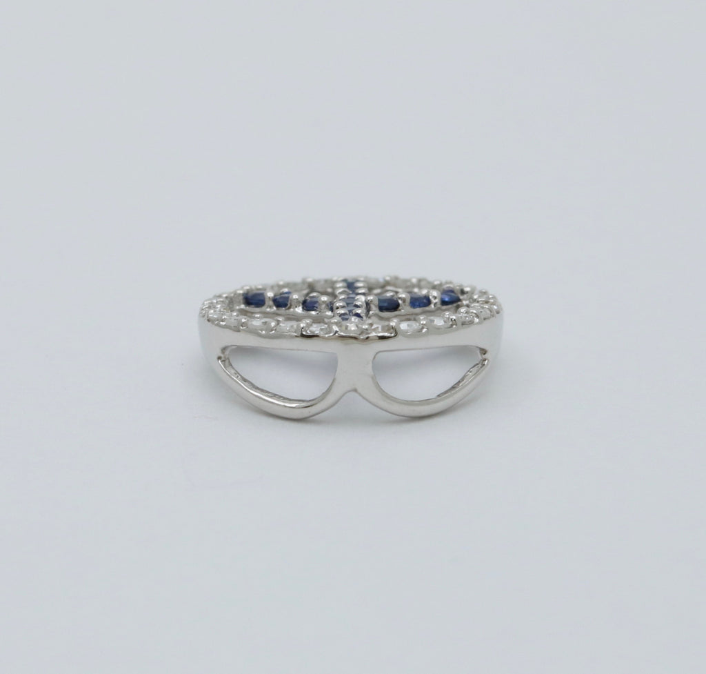 Vintage 14K White Gold Sapphire & Diamond “ Peace“ Charm