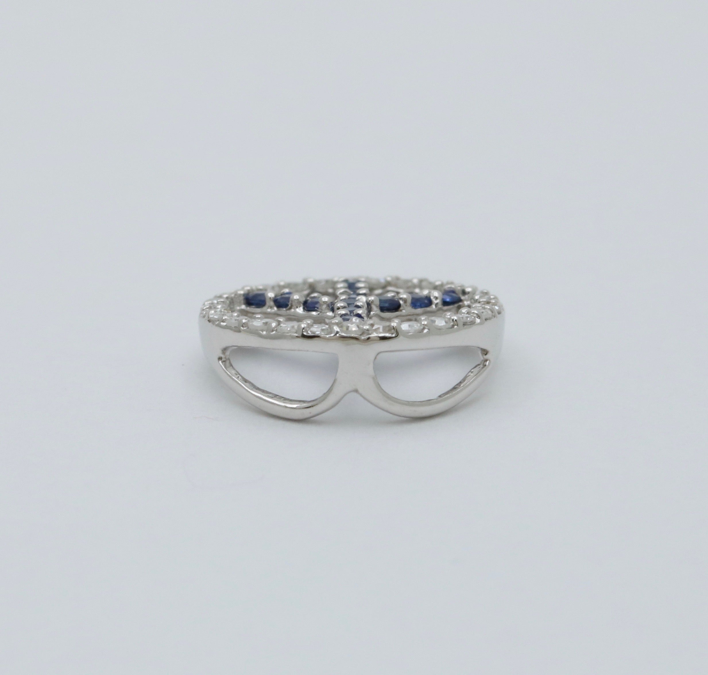 Vintage 14K White Gold Sapphire & Diamond “ Peace“ Charm