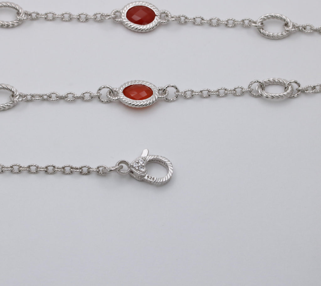 Judith Ripka Sterling Silver Verona Gemstone Station Necklace.