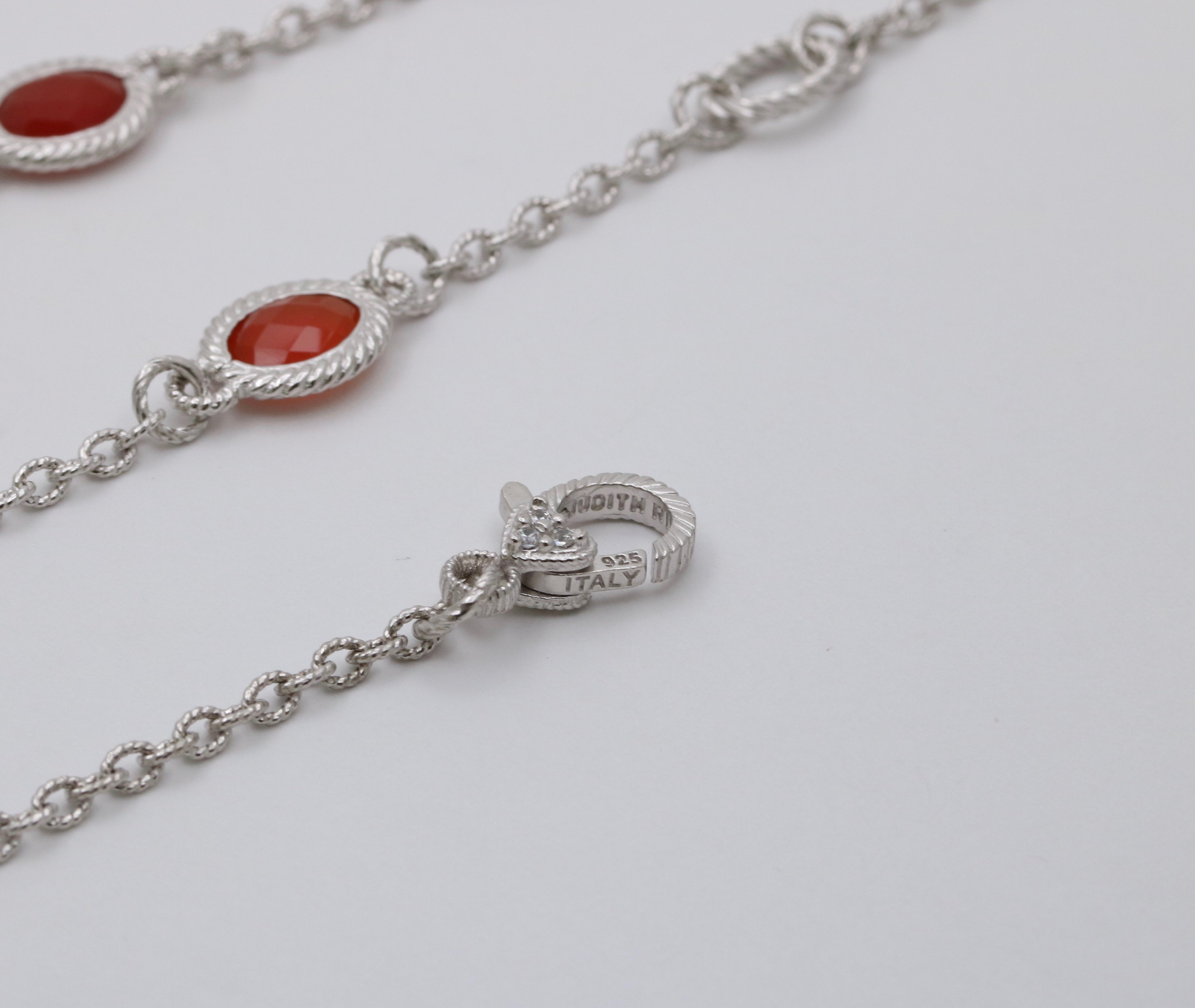 Judith Ripka Sterling Silver Verona Gemstone Station Necklace.