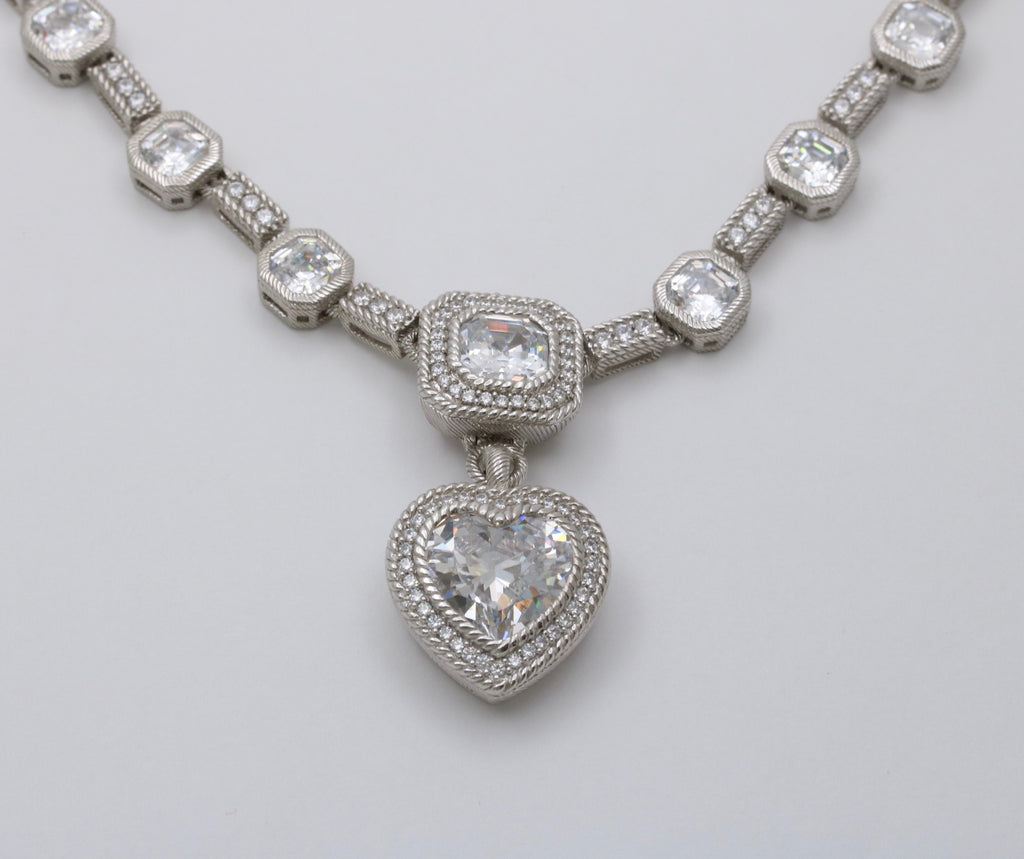 Judith Ripka Sterling Silver Heart Lavaliere Necklace