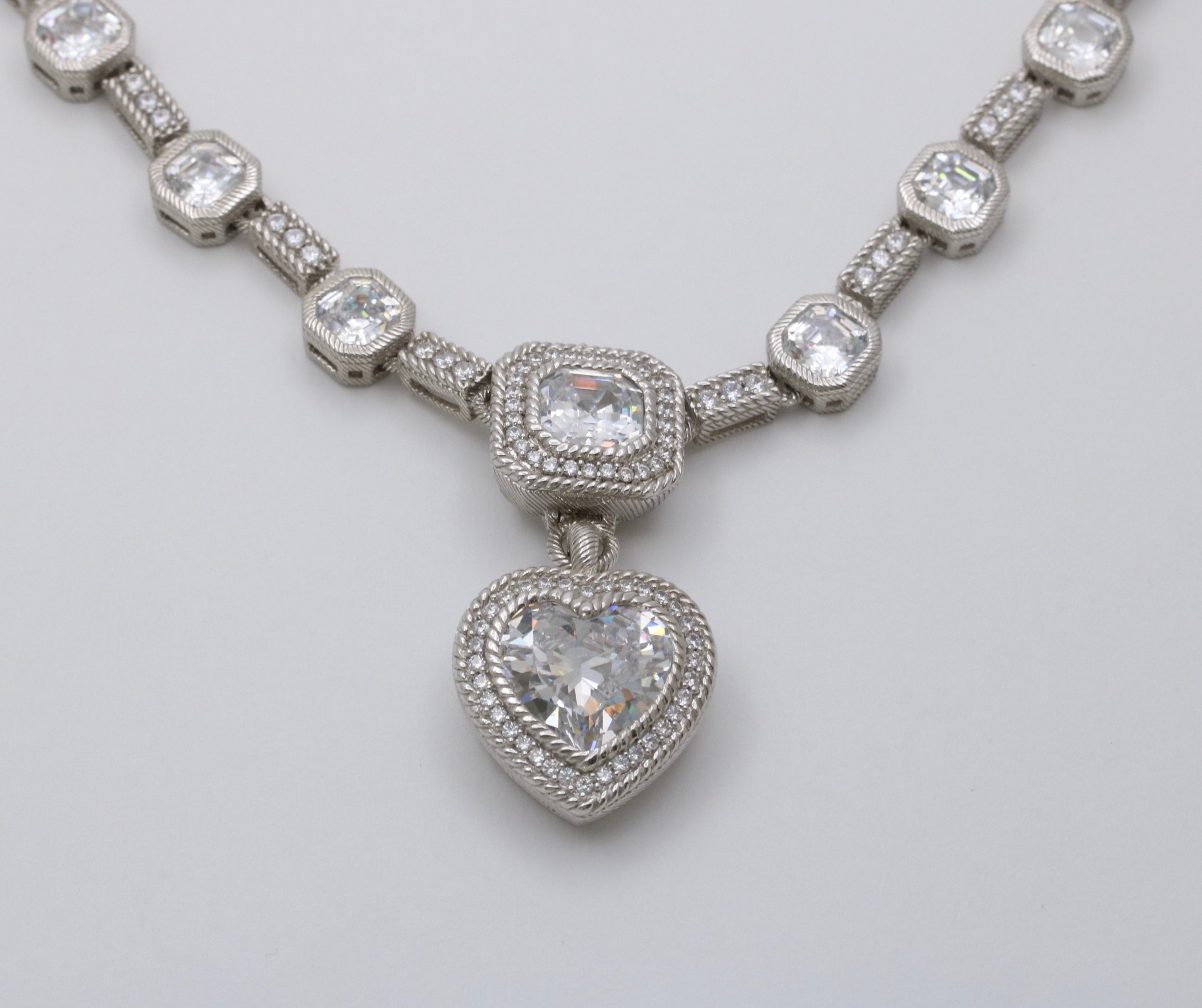 Judith Ripka Sterling Silver Heart Lavaliere Necklace