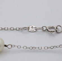 Load image into Gallery viewer, 16&quot; Vintage 14K White Gold Cultured Pearl Station Necklace
