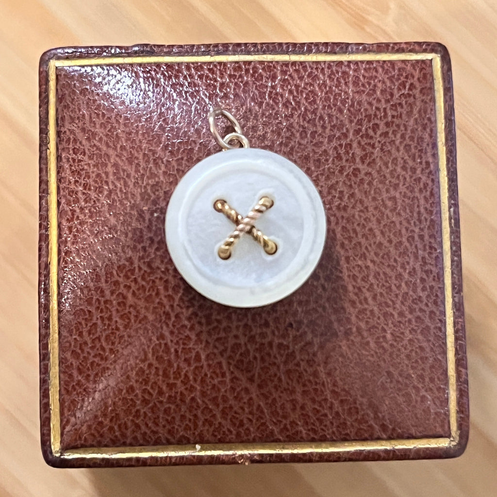 Tiffany & Co. 18K Yellow Gold Mother of Pearl Button Charm Pendant