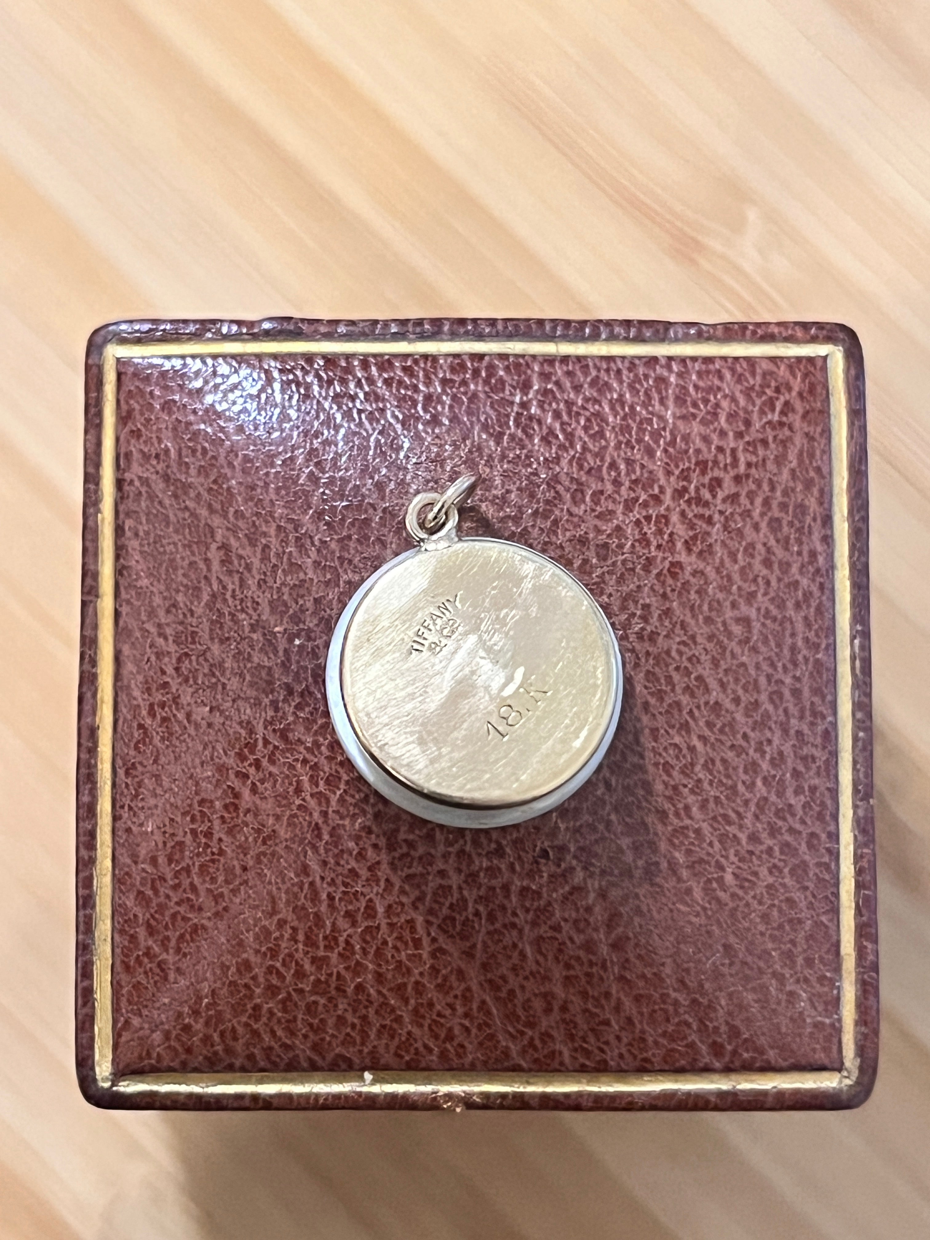 Tiffany & Co. 18K Yellow Gold Mother of Pearl Button Charm Pendant