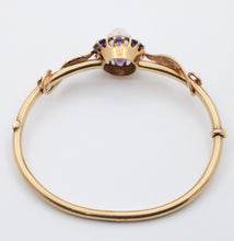 Load image into Gallery viewer, Vintage 10K Yellow Gold Star MoonStone, Amethyst And Pearl Bangle
