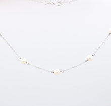 Load image into Gallery viewer, 16&quot; Vintage 14K White Gold Cultured Pearl Station Necklace
