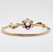 Load image into Gallery viewer, Vintage 10K Yellow Gold Star MoonStone, Amethyst And Pearl Bangle
